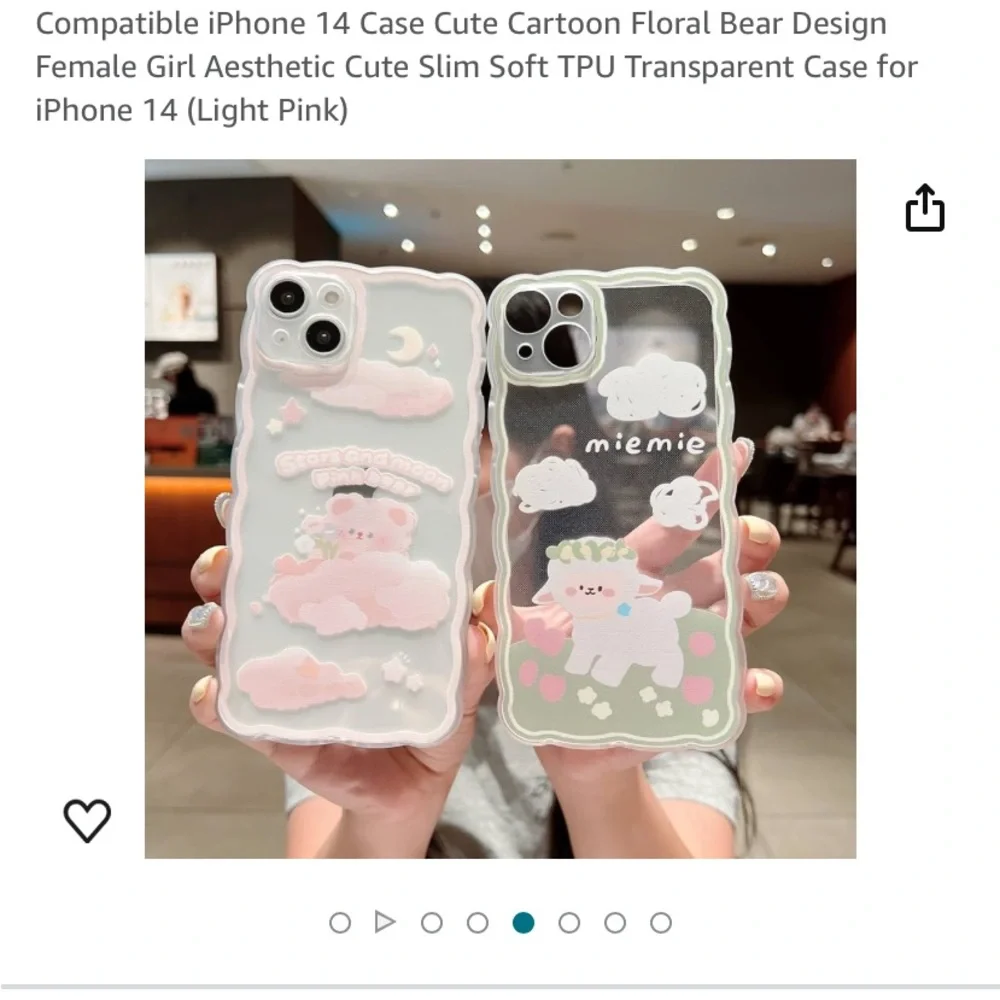 iPhone 14 Case, compatible, Cartoon Floral Bear, Slim Soft TPU Transparent, NWT